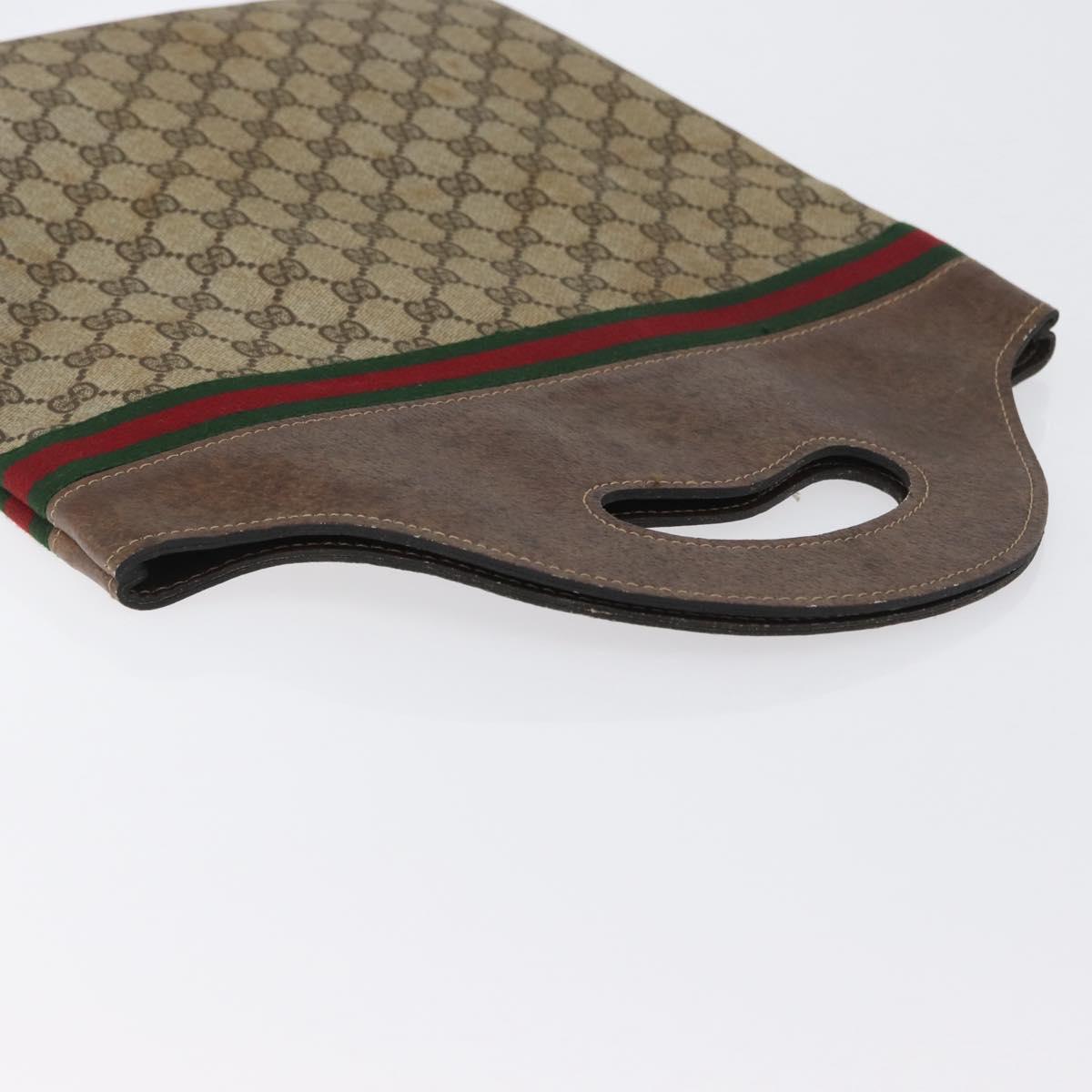 GUCCI GG Supreme Web Sherry Line Hand Bag PVC Beige Red Green Auth 172091