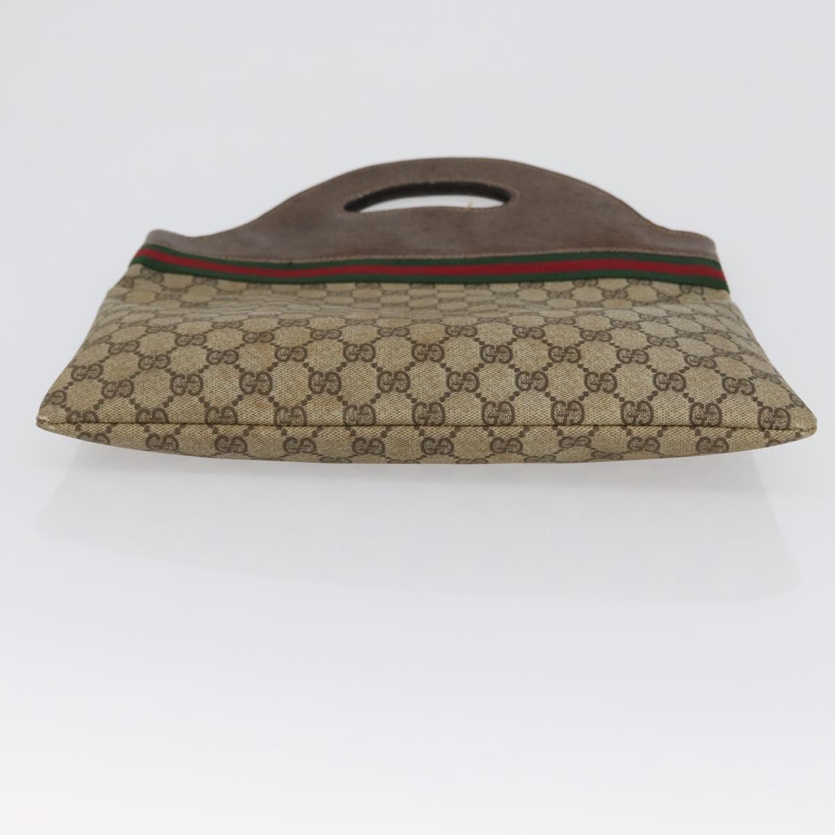 GUCCI GG Supreme Web Sherry Line Hand Bag PVC Beige Red Green Auth 172091
