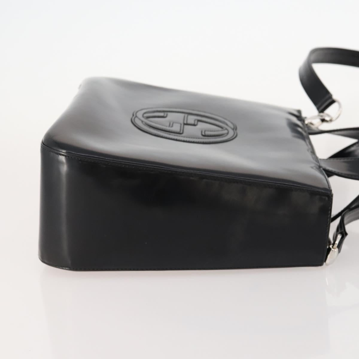 GUCCI Hand Bag Patent leather 2way Black Silver 000 1013 0504 Auth 172095