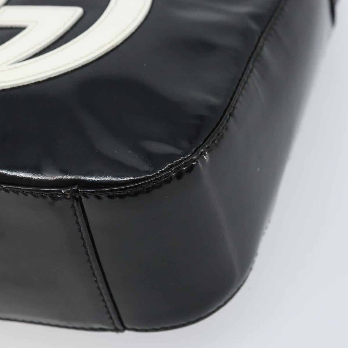 GUCCI Hand Bag Patent leather Black Silver 007 2046 0249 Auth 172096