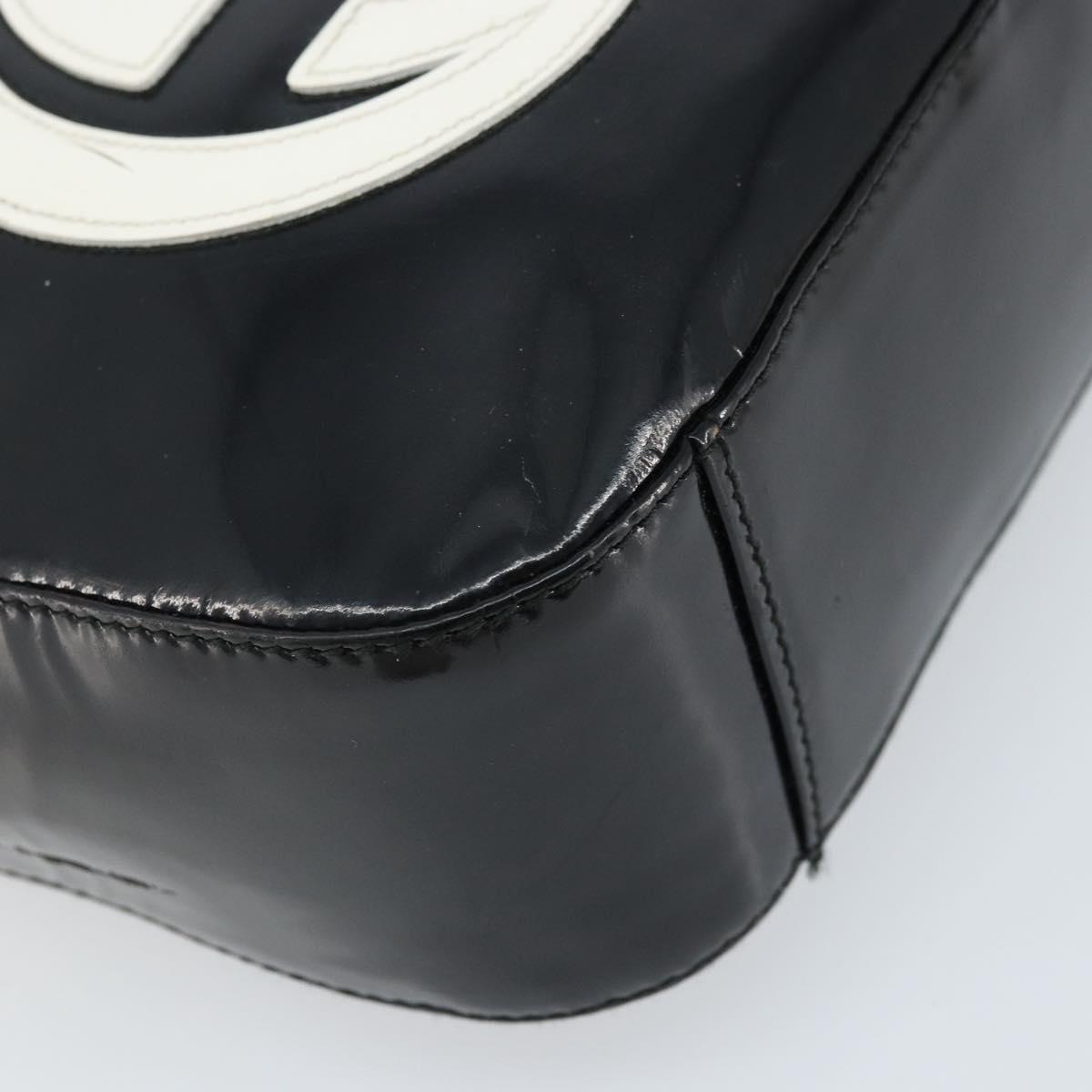 GUCCI Hand Bag Patent leather Black Silver 007 2046 0249 Auth 172096