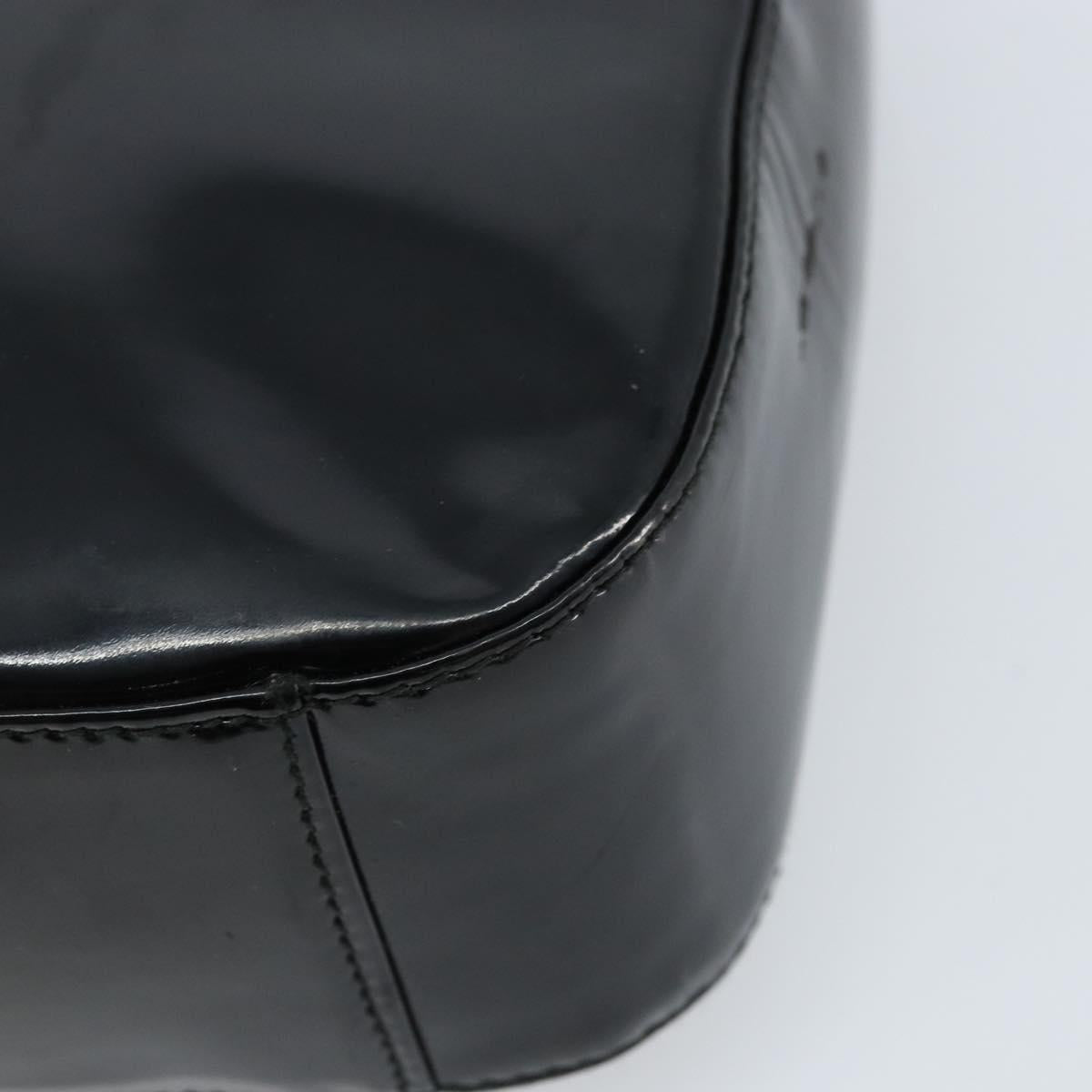 GUCCI Hand Bag Patent leather Black Silver 007 2046 0249 Auth 172096