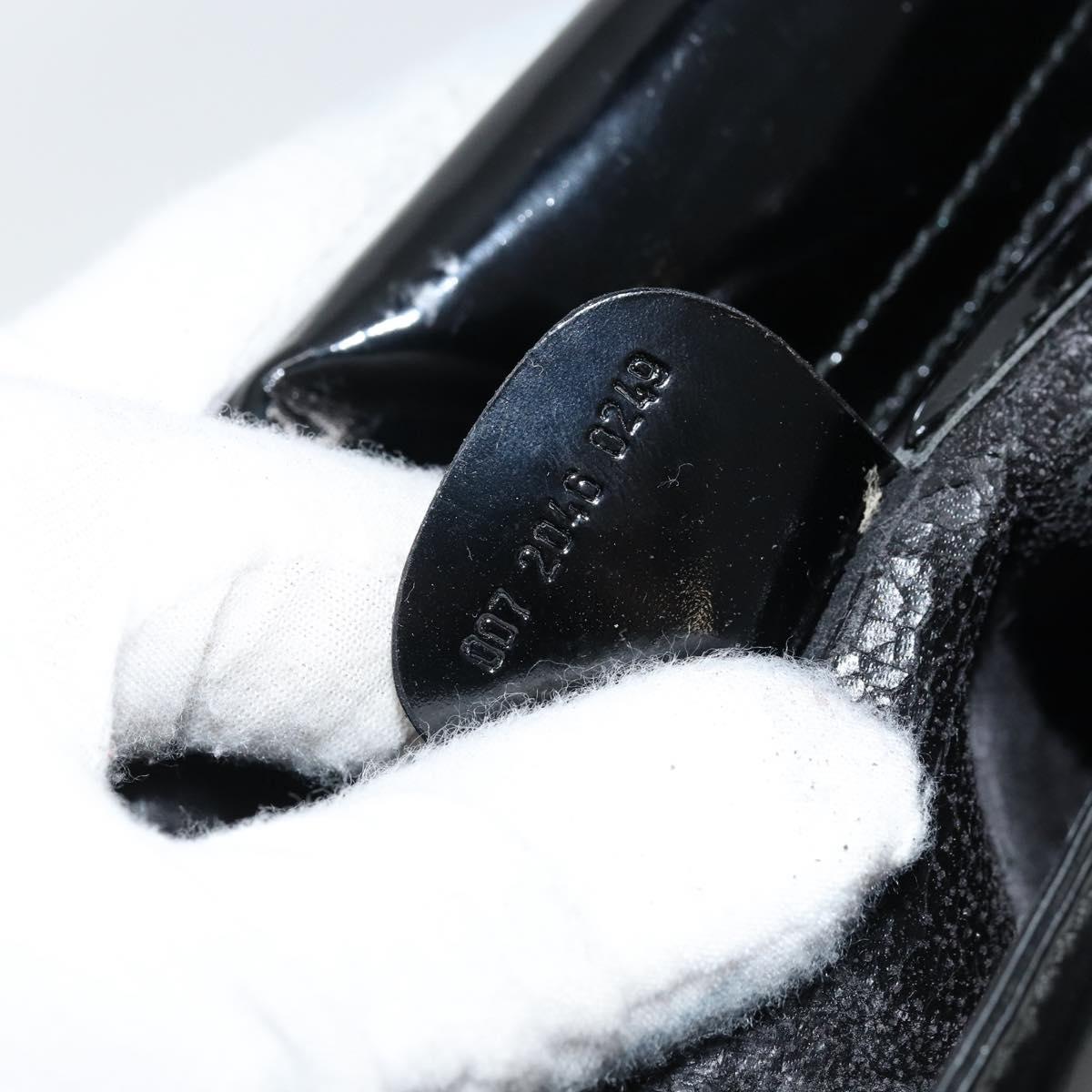 GUCCI Hand Bag Patent leather Black Silver 007 2046 0249 Auth 172096