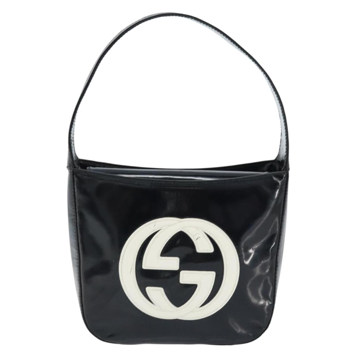 GUCCI Hand Bag Patent leather Black Silver 007 2046 0249 Auth 172096
