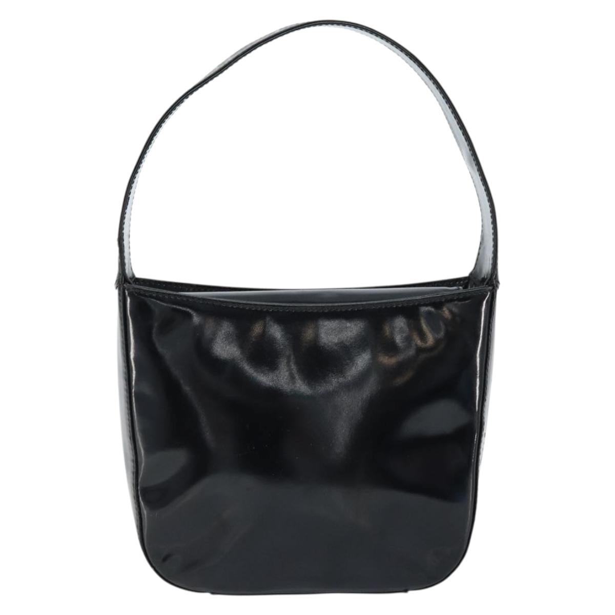 GUCCI Hand Bag Patent leather Black Silver 007 2046 0249 Auth 172096