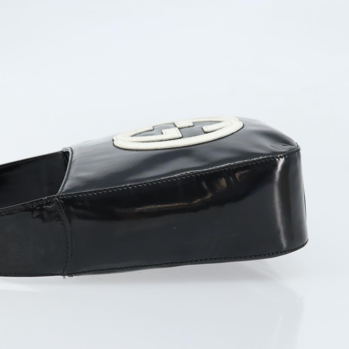GUCCI Hand Bag Patent leather Black Silver 007 2046 0249 Auth 172096