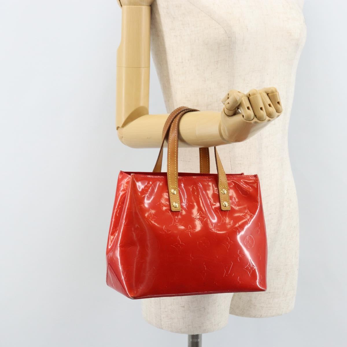 LOUIS VUITTON Monogram Vernis Reade PM Hand Bag Red Rouge M91088 LV Auth 172108