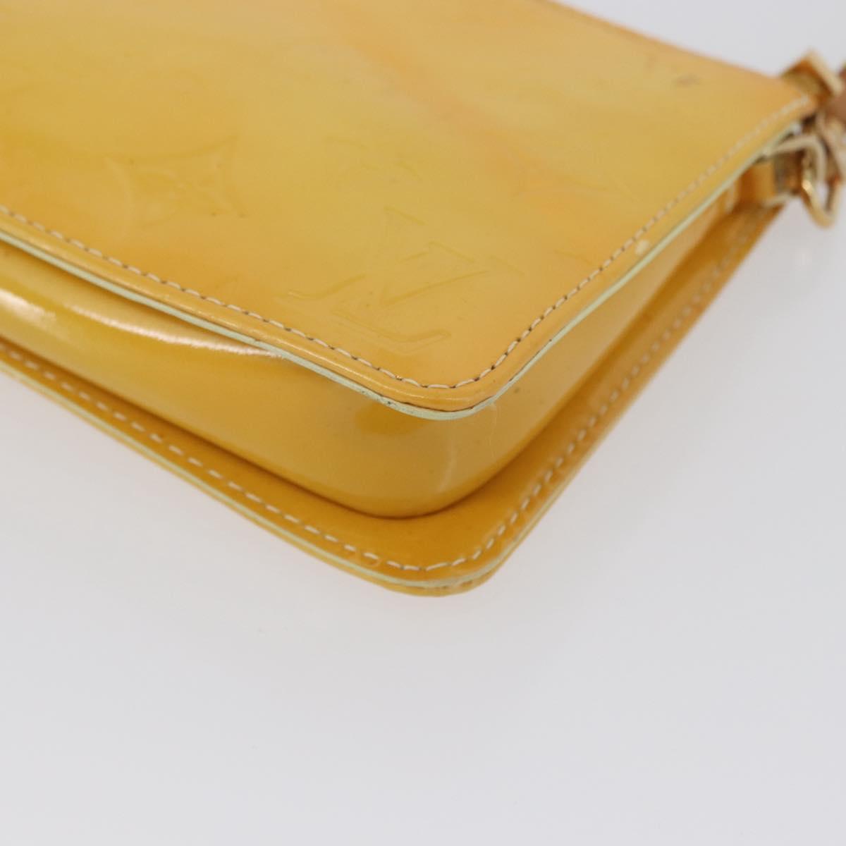 LOUIS VUITTON Vernis Lexington Accessory Pouch Lime Yellow M91058 Auth 172123