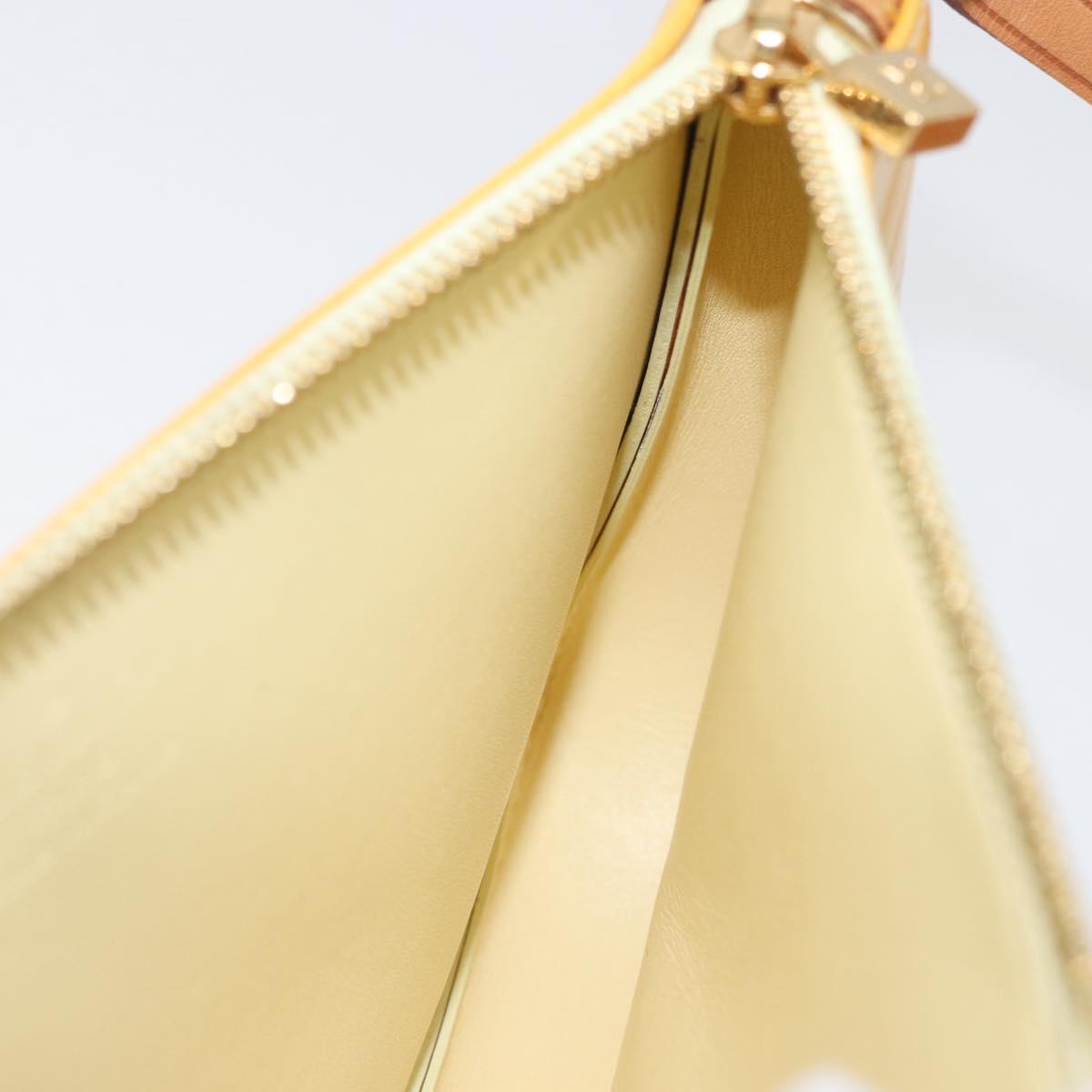 LOUIS VUITTON Vernis Lexington Accessory Pouch Lime Yellow M91058 Auth 172123