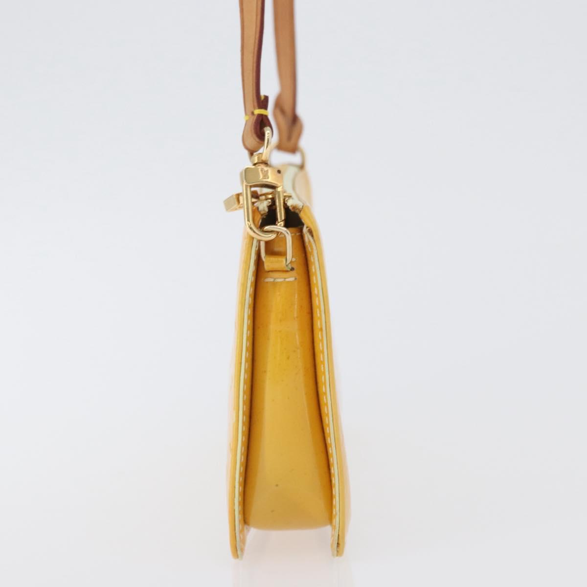 LOUIS VUITTON Vernis Lexington Accessory Pouch Lime Yellow M91058 Auth 172123
