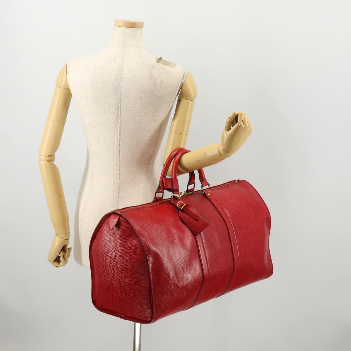 LOUIS VUITTON Epi Keepall 50 Boston Bag Vintage Red M42967 LV Auth 172126A