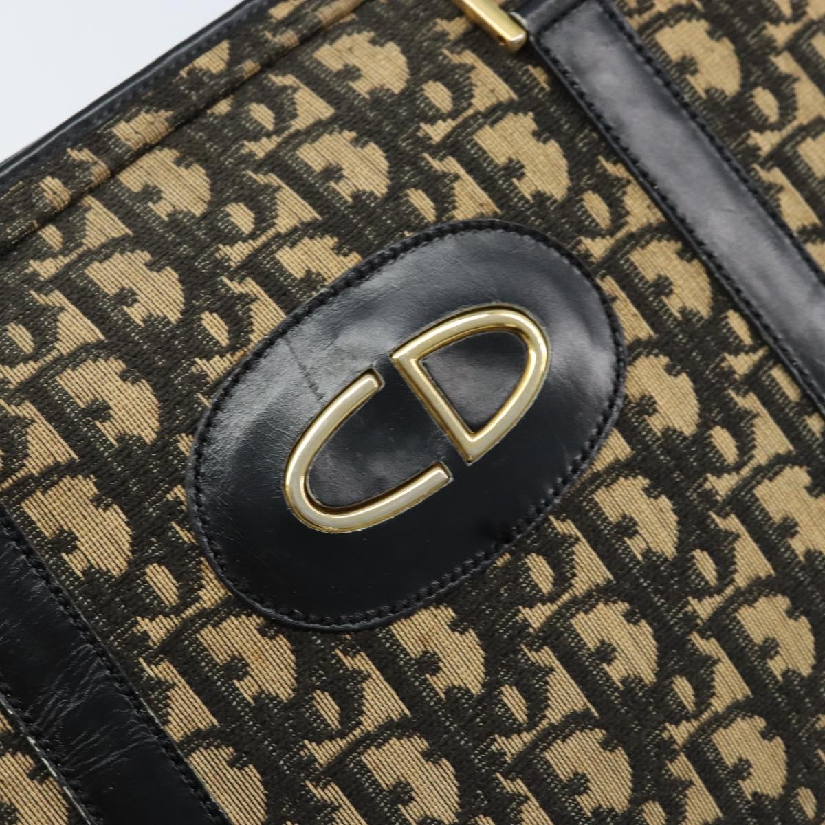 Christian Dior Trotter Canvas Hand Bag Black Gold Auth 172135