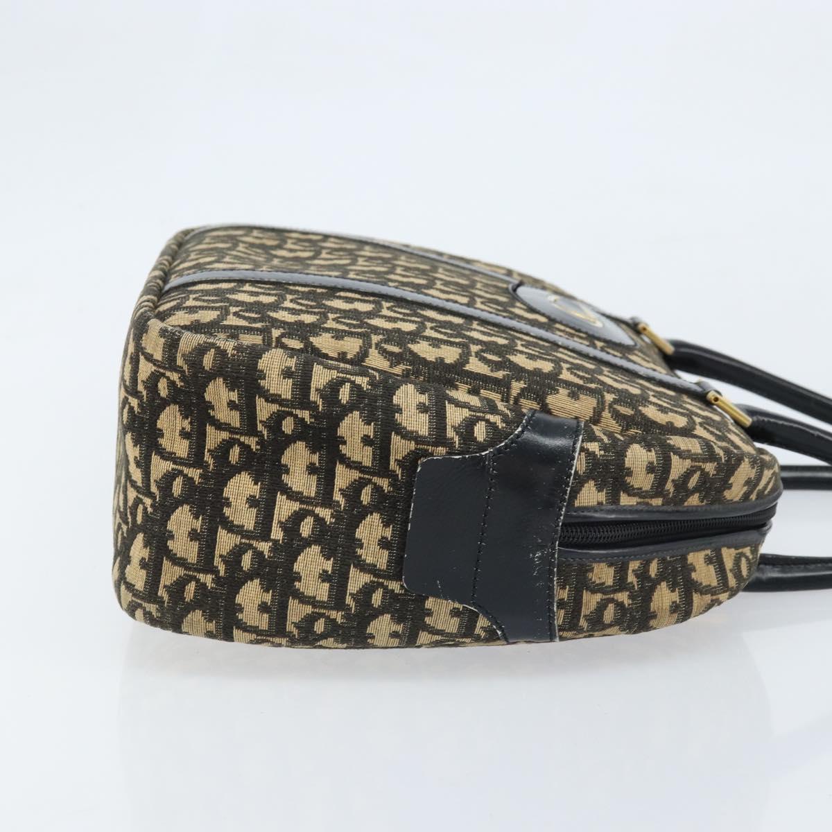 Christian Dior Trotter Canvas Hand Bag Black Gold Auth 172135