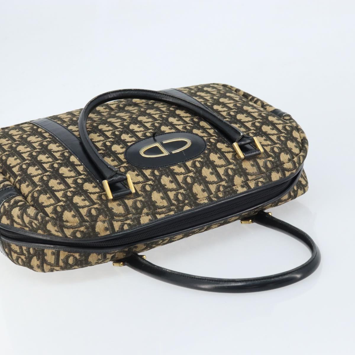 Christian Dior Trotter Canvas Hand Bag Black Gold Auth 172135