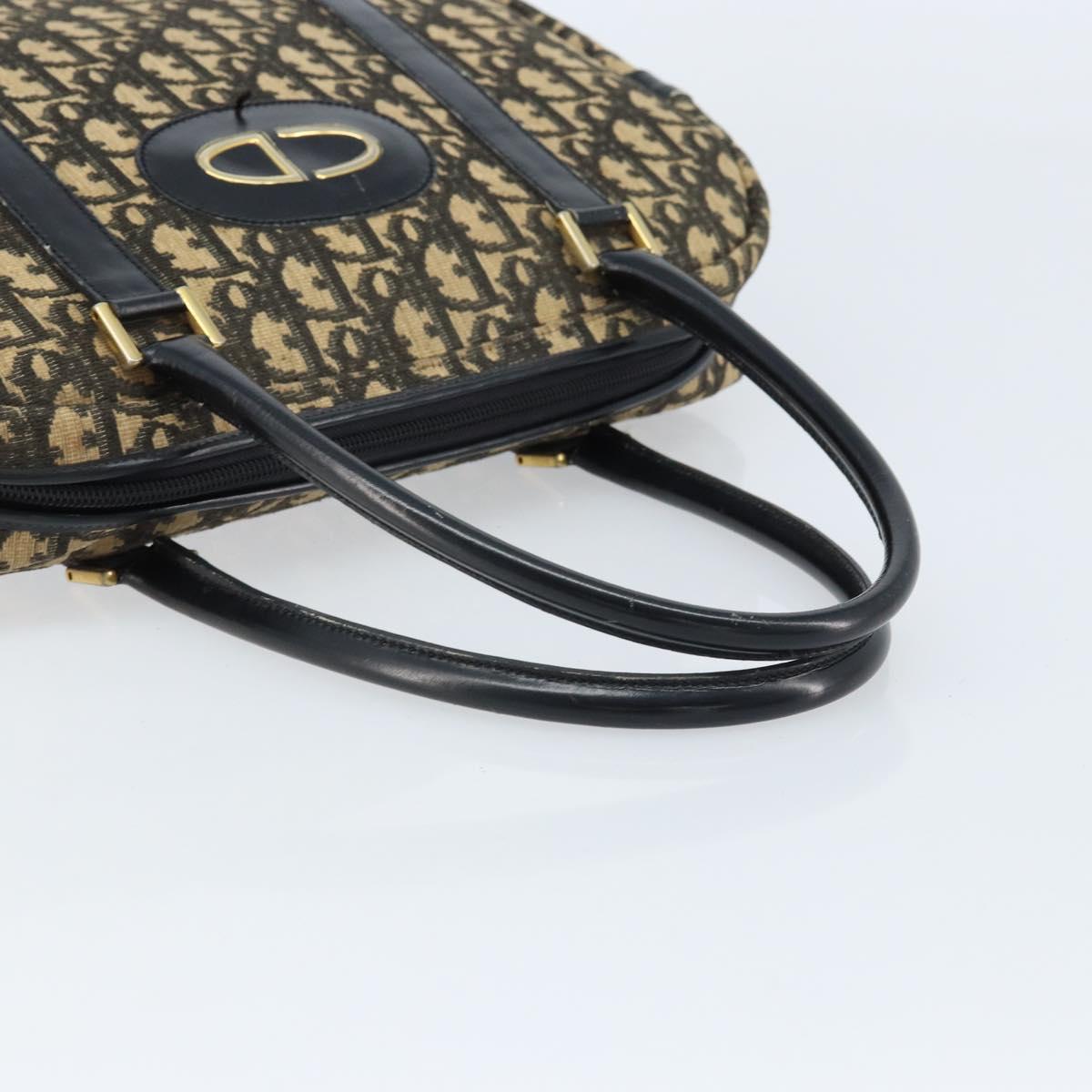 Christian Dior Trotter Canvas Hand Bag Black Gold Auth 172135