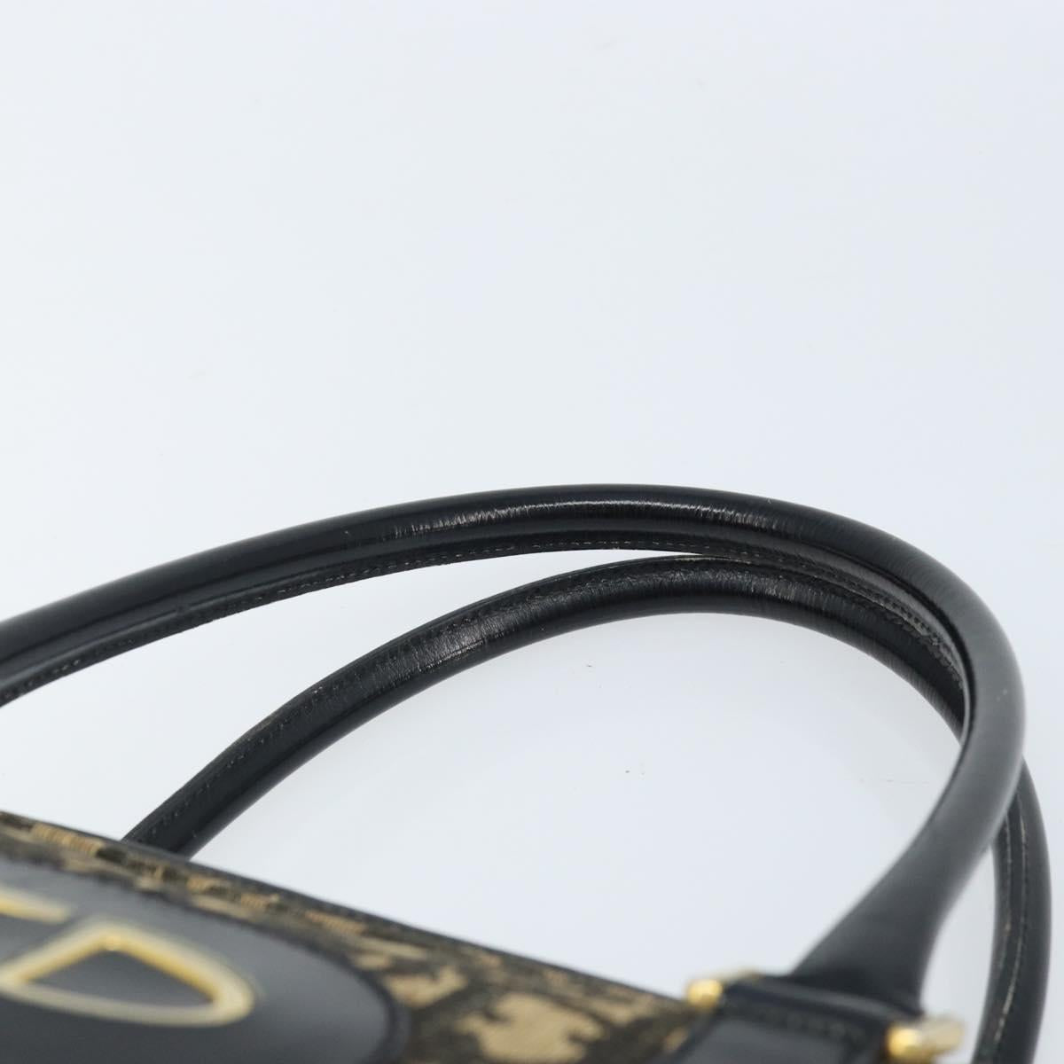 Christian Dior Trotter Canvas Hand Bag Black Gold Auth 172135
