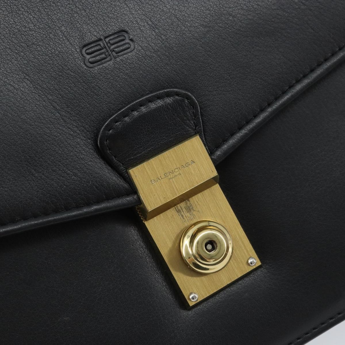 BALENCIAGA Clutch Bag Leather Black Gold Auth 172150
