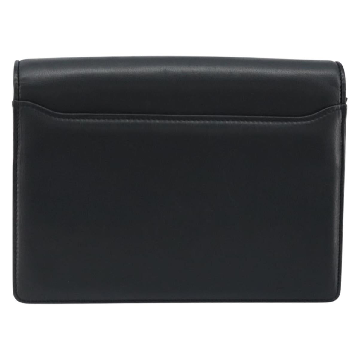 BALENCIAGA Clutch Bag Leather Black Gold Auth 172150