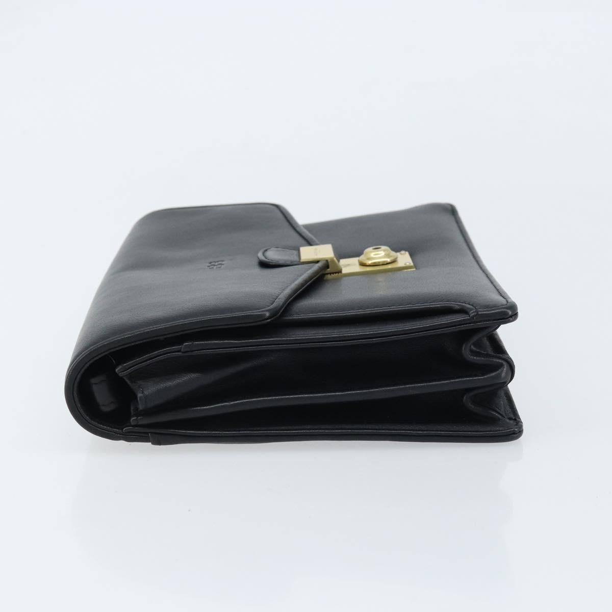 BALENCIAGA Clutch Bag Leather Black Gold Auth 172150