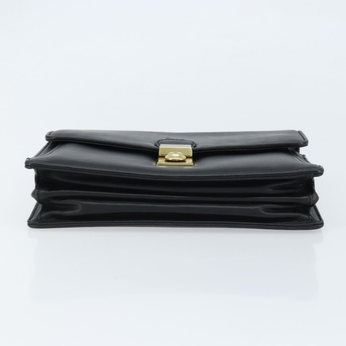 BALENCIAGA Clutch Bag Leather Black Gold Auth 172150