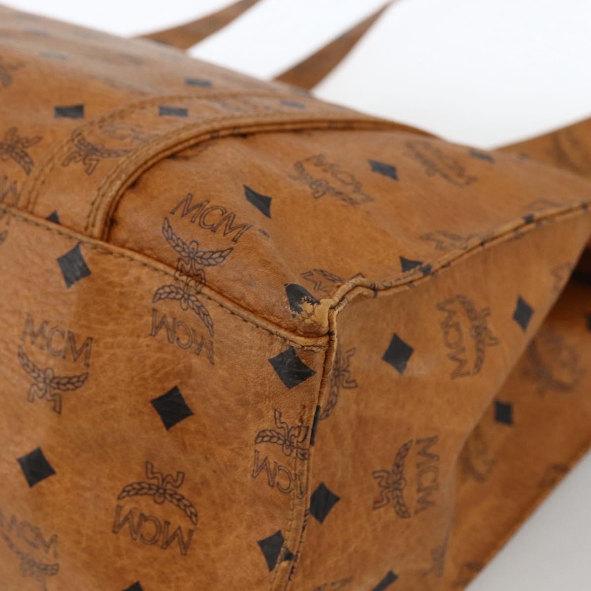MCM Vicetos Logogram Shoulder Bag PVC Leather Brown Gold Auth 172151