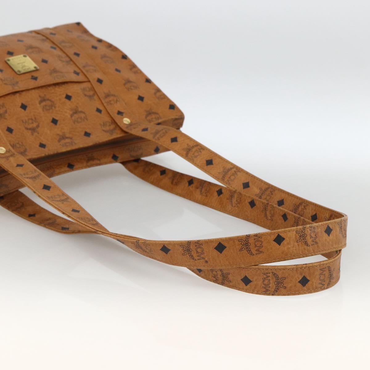 MCM Vicetos Logogram Shoulder Bag PVC Leather Brown Gold Auth 172151