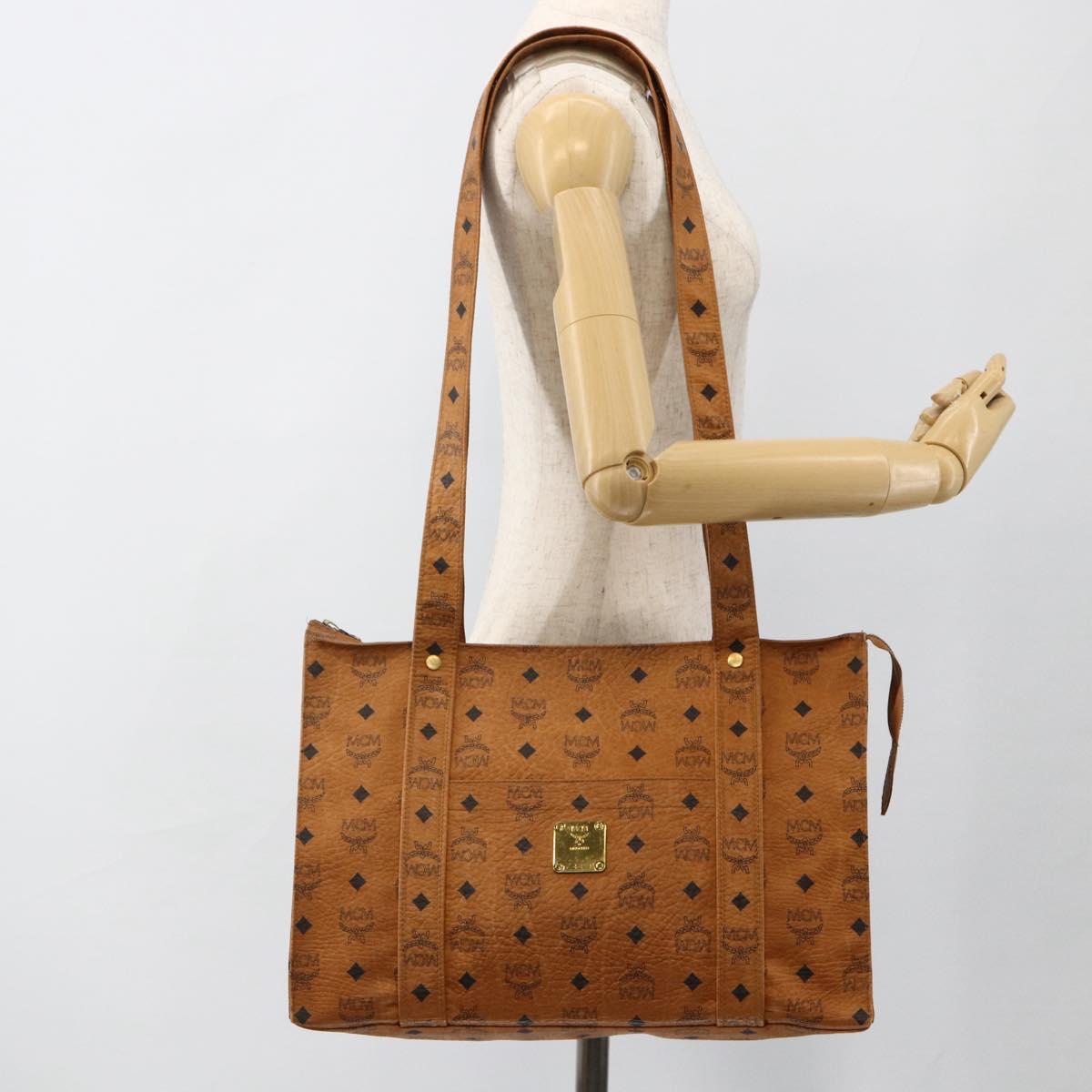 MCM Vicetos Logogram Shoulder Bag PVC Leather Brown Gold Auth 172152