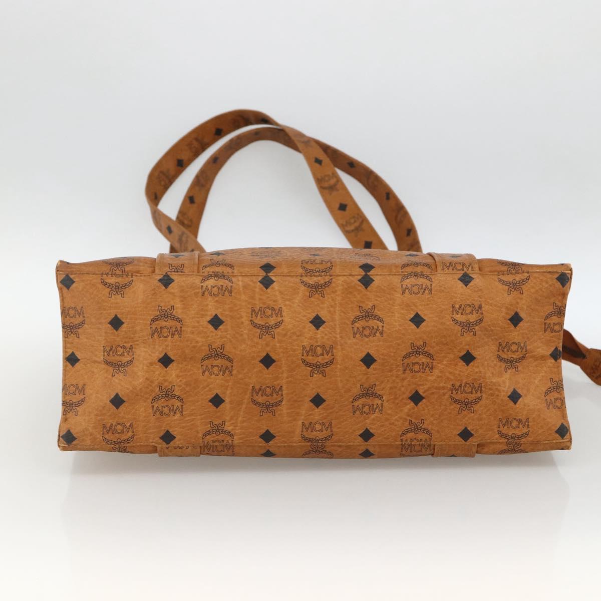 MCM Vicetos Logogram Shoulder Bag PVC Leather Brown Gold Auth 172152