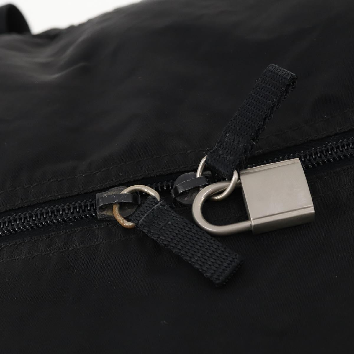 PRADA Boston Bag Nylon 2way Black Silver Auth 172154