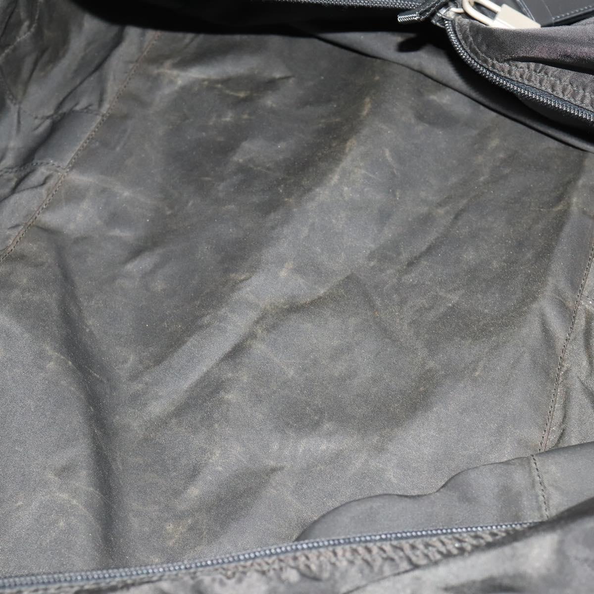 PRADA Boston Bag Nylon 2way Black Silver Auth 172154