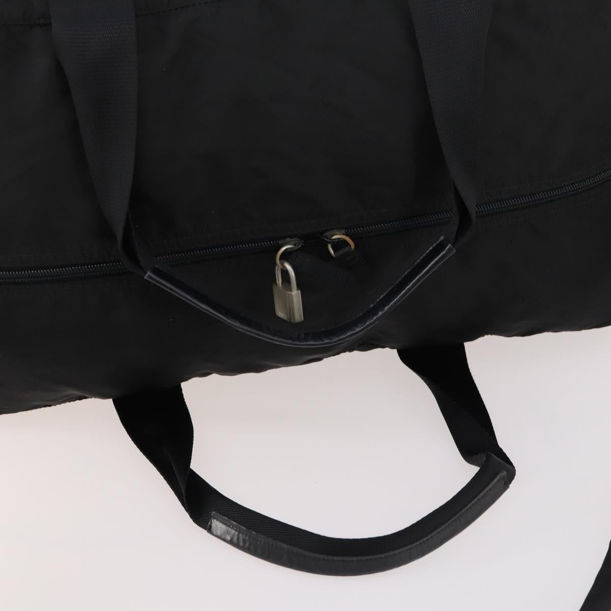 PRADA Boston Bag Nylon 2way Black Silver Auth 172154