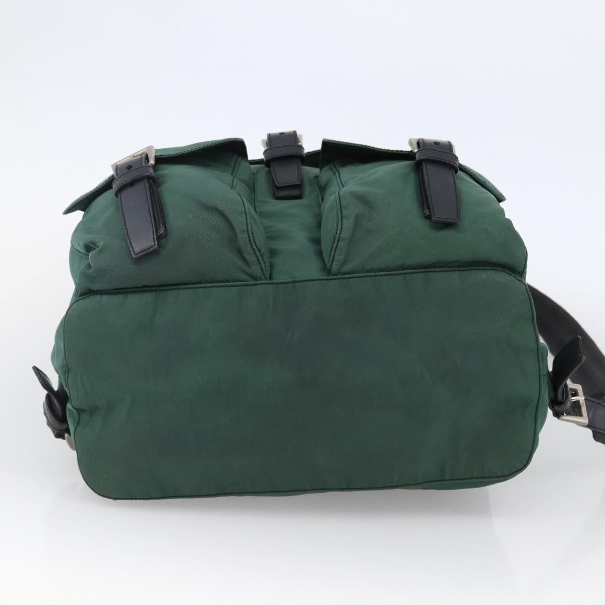 PRADA Backpack Nylon Green Silver Auth 172160