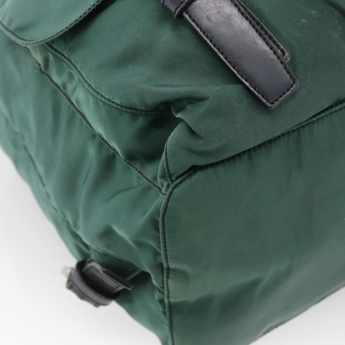 PRADA Backpack Nylon Green Silver Auth 172160