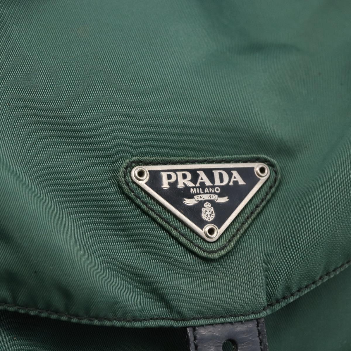 PRADA Backpack Nylon Green Silver Auth 172160
