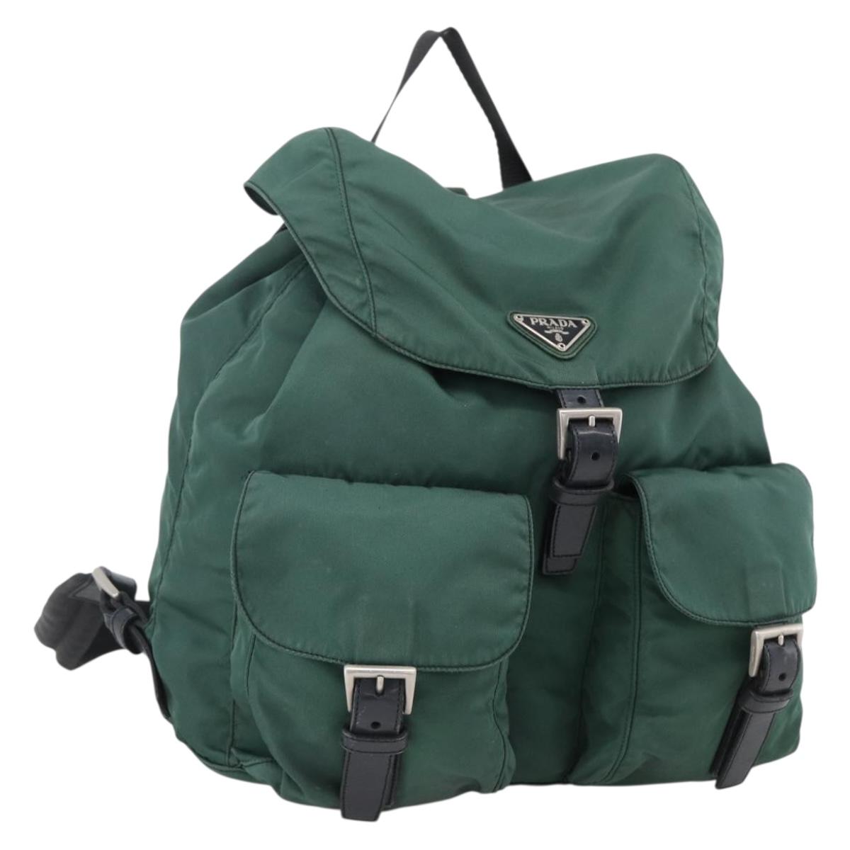 PRADA Backpack Nylon Green Silver Auth 172160