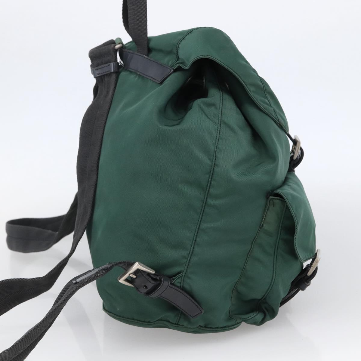 PRADA Backpack Nylon Green Silver Auth 172160