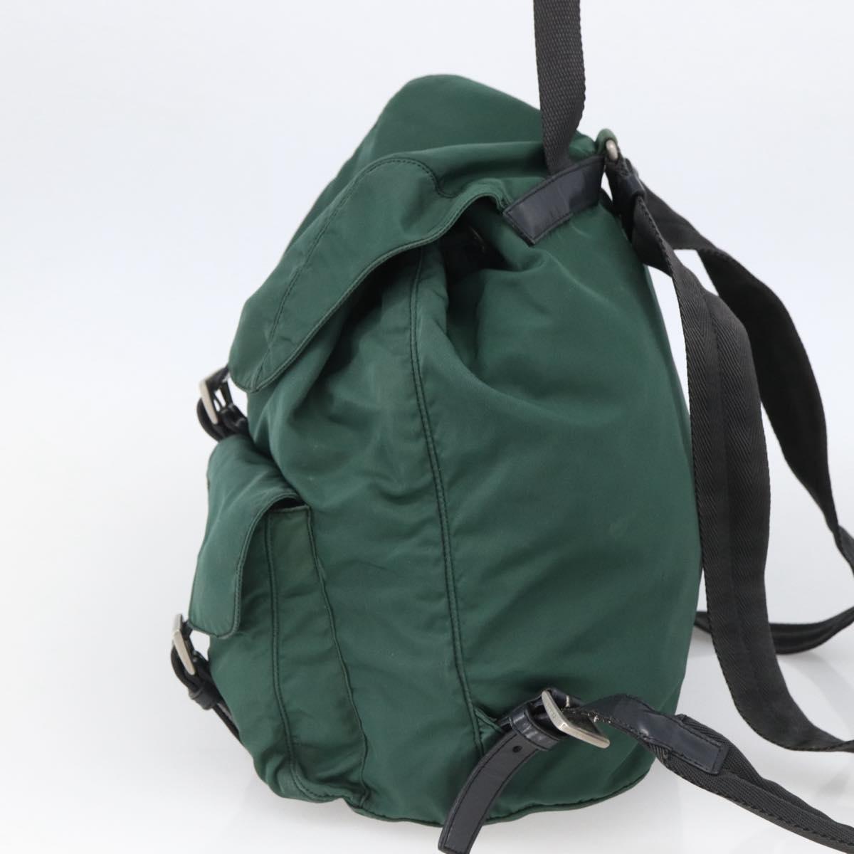 PRADA Backpack Nylon Green Silver Auth 172160