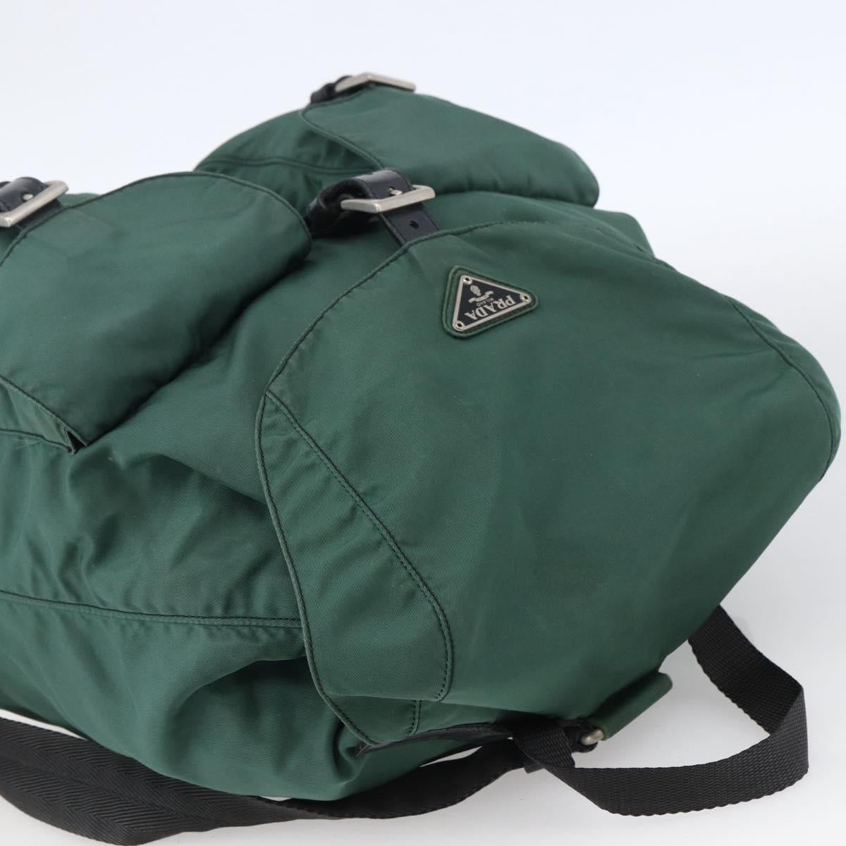 PRADA Backpack Nylon Green Silver Auth 172160