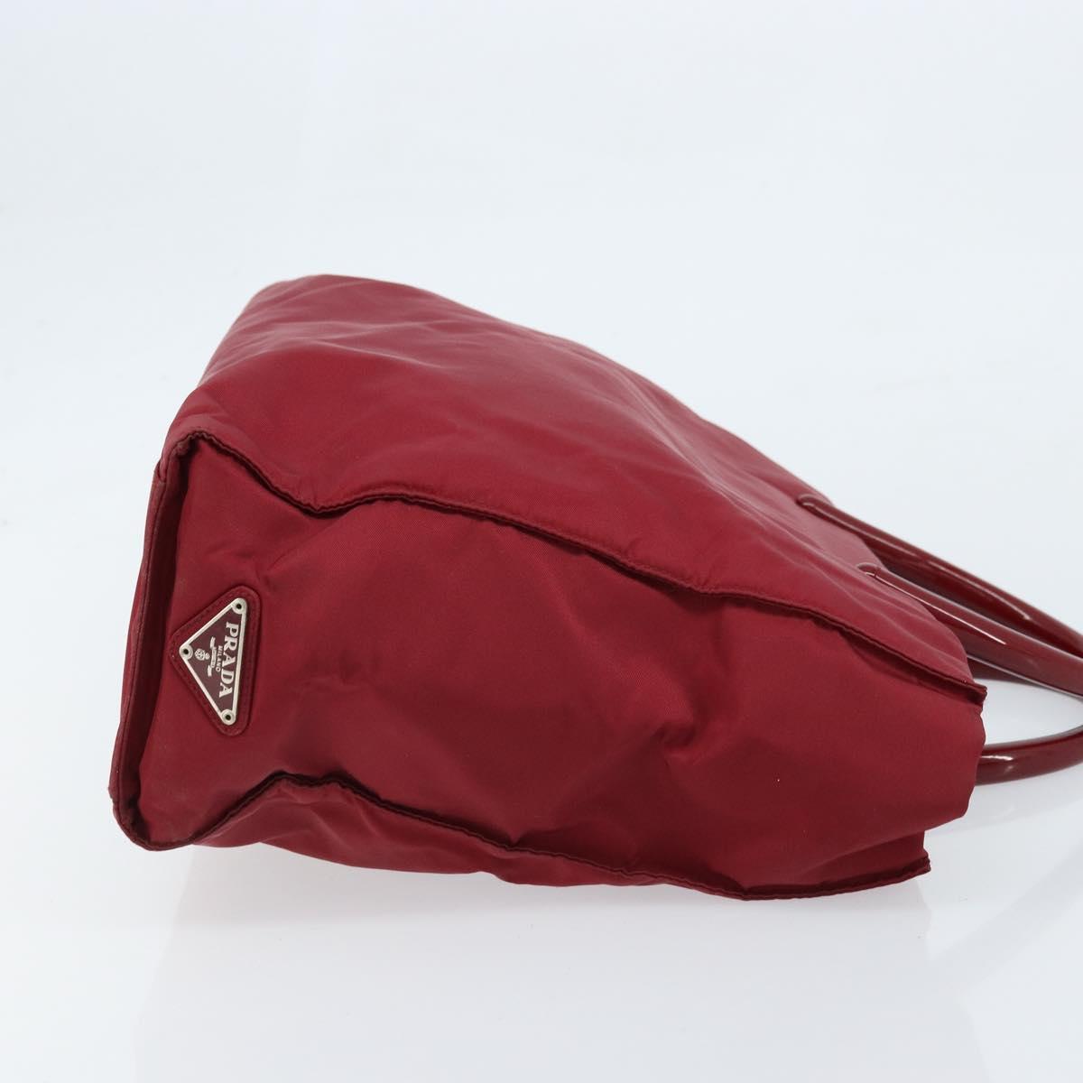 PRADA Hand Bag Nylon Red Silver Auth 172162