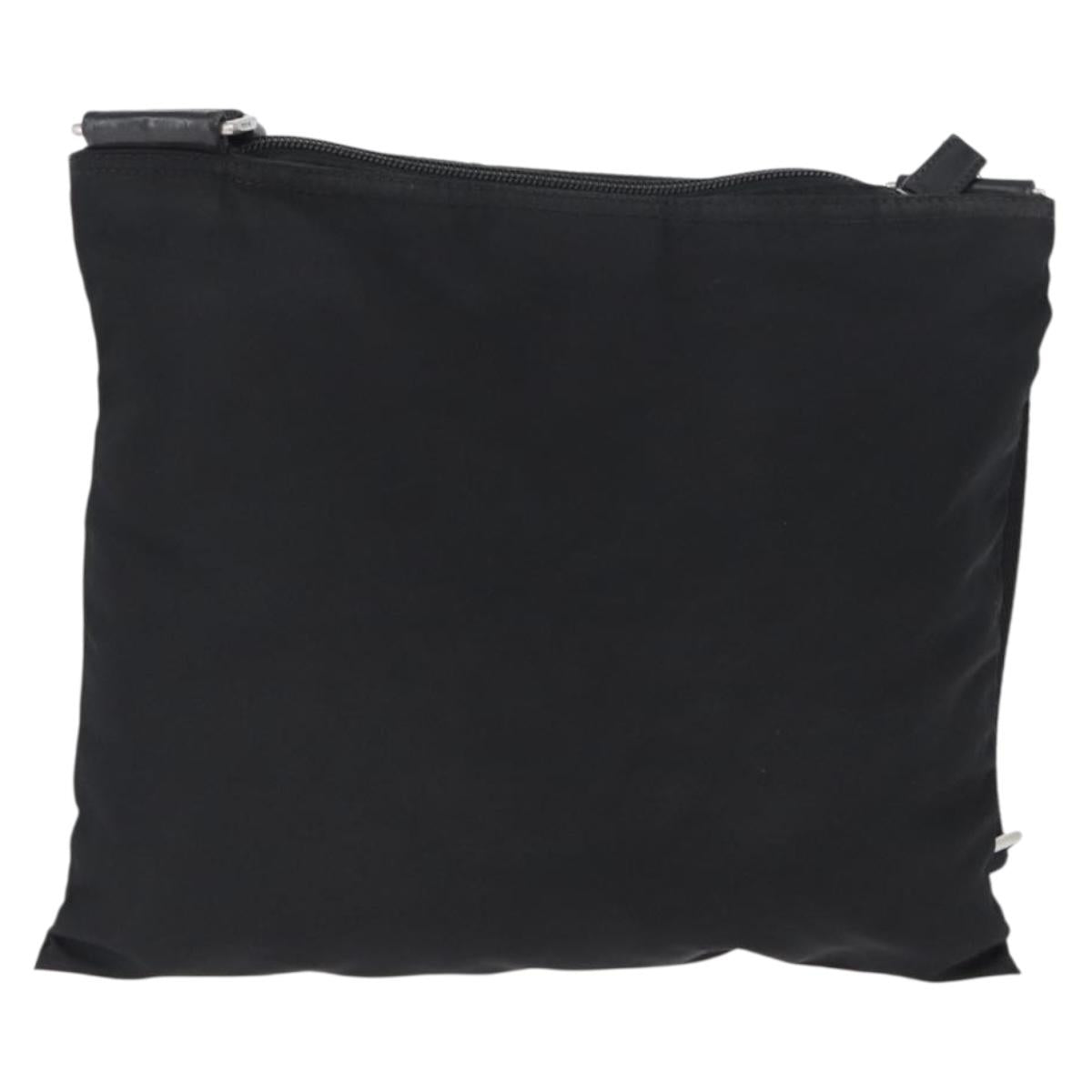 PRADA Shoulder Bag Nylon Silver Black Auth 172164A