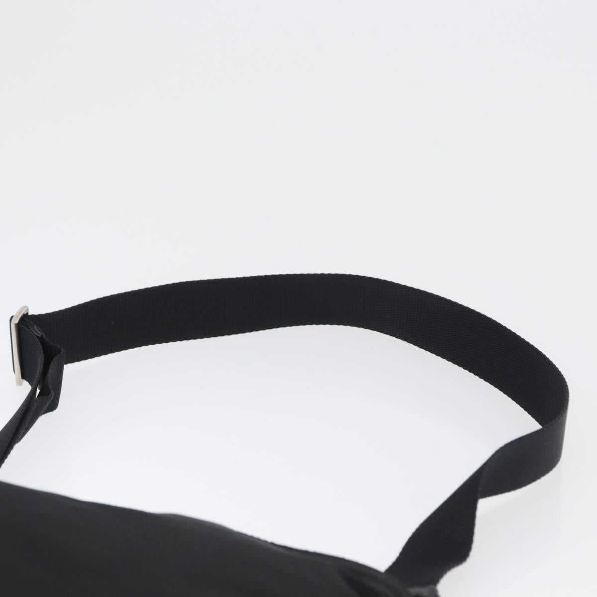 PRADA Shoulder Bag Nylon Silver Black Auth 172164A