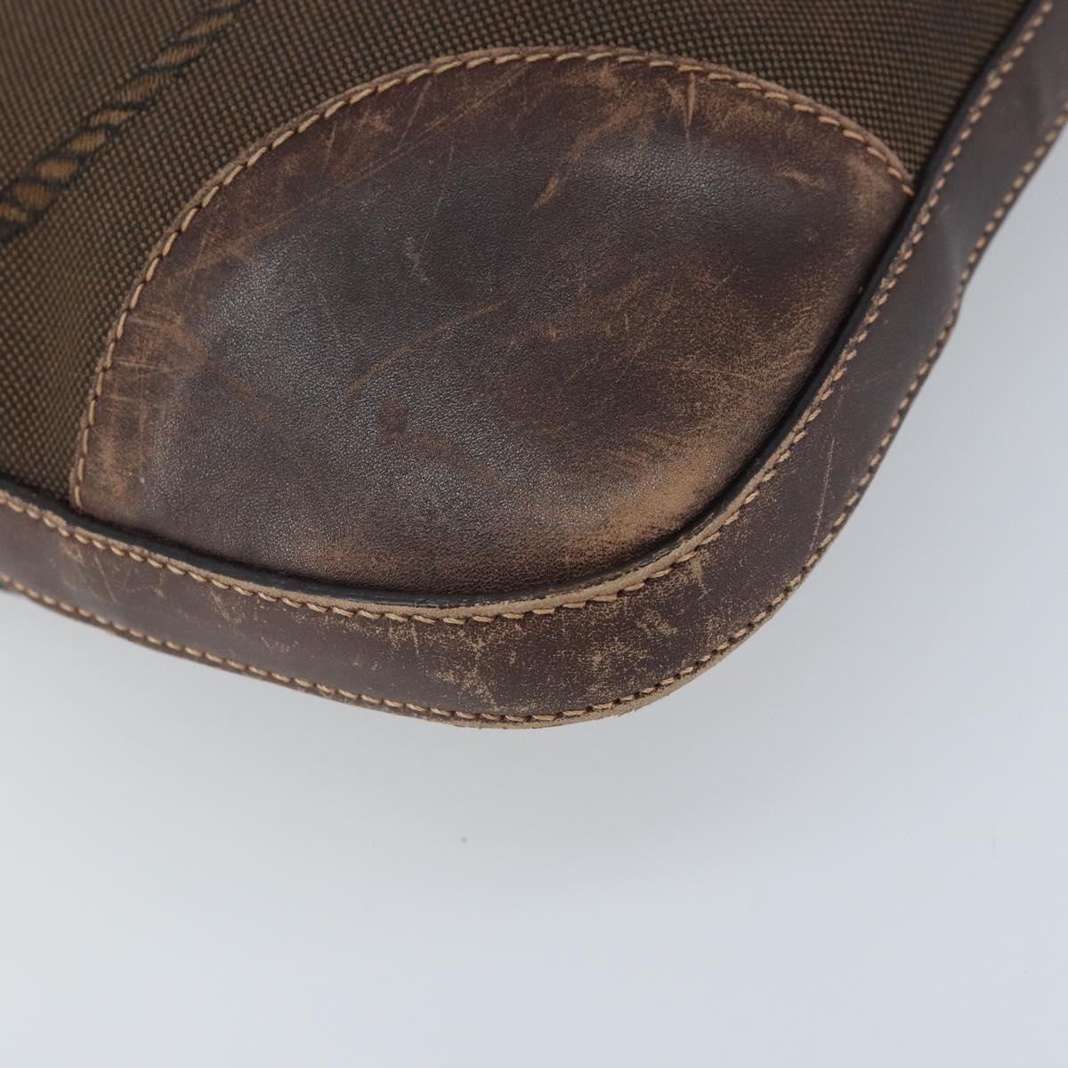 PRADA Shoulder Bag Canvas Brown Gold Auth 172166
