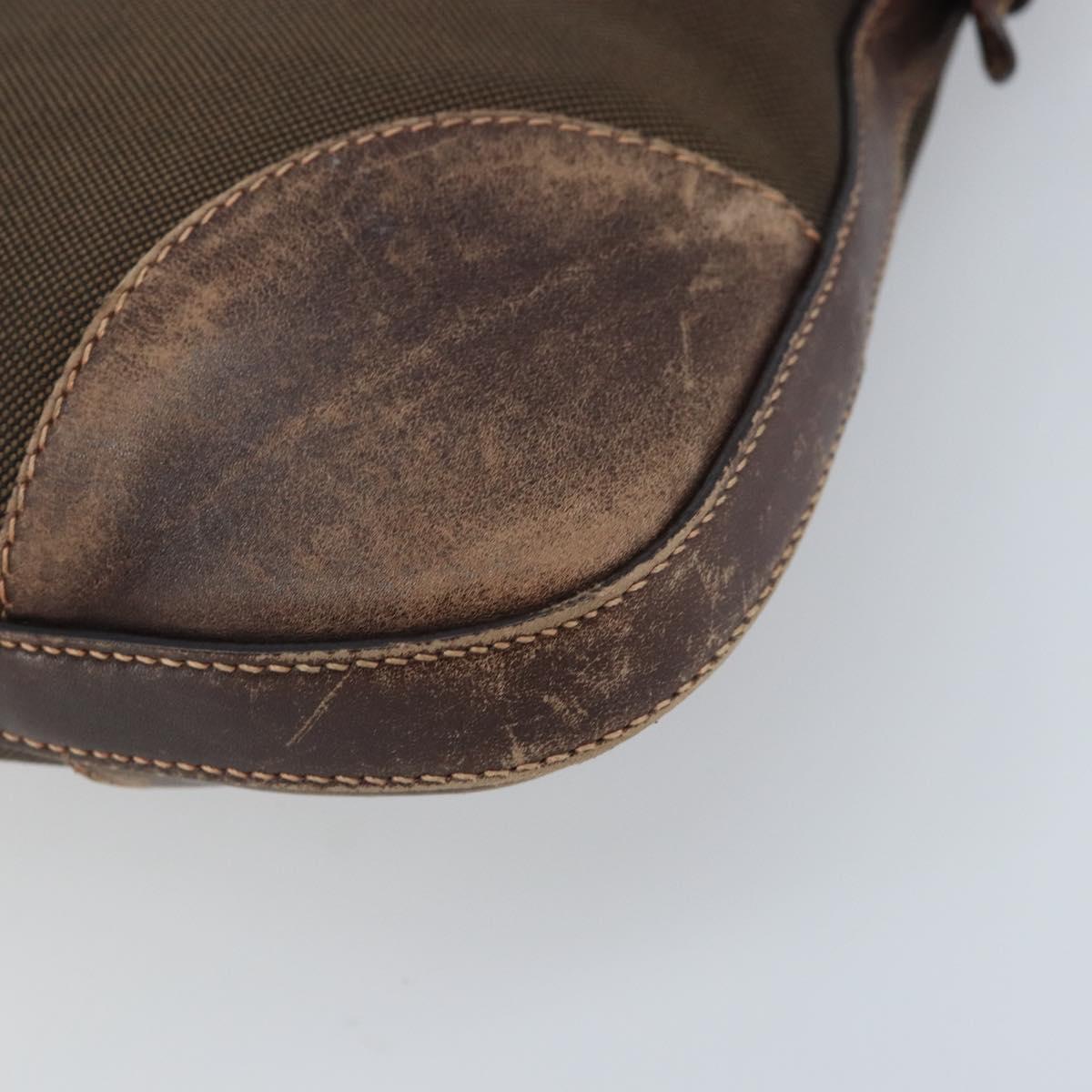 PRADA Shoulder Bag Canvas Brown Gold Auth 172166