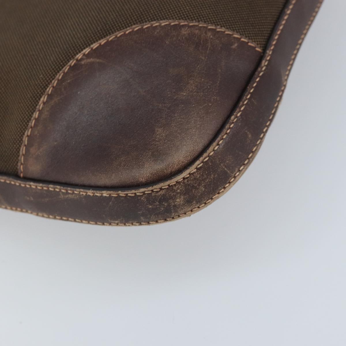 PRADA Shoulder Bag Canvas Brown Gold Auth 172166