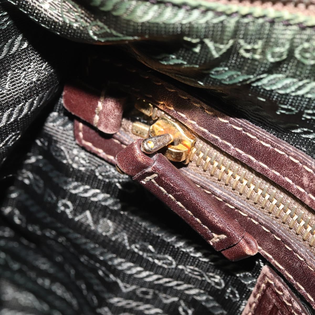 PRADA Shoulder Bag Canvas Brown Gold Auth 172166