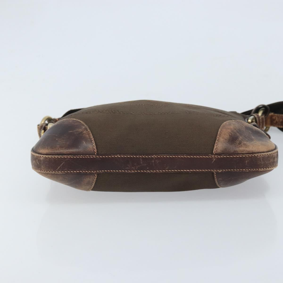 PRADA Shoulder Bag Canvas Brown Gold Auth 172166