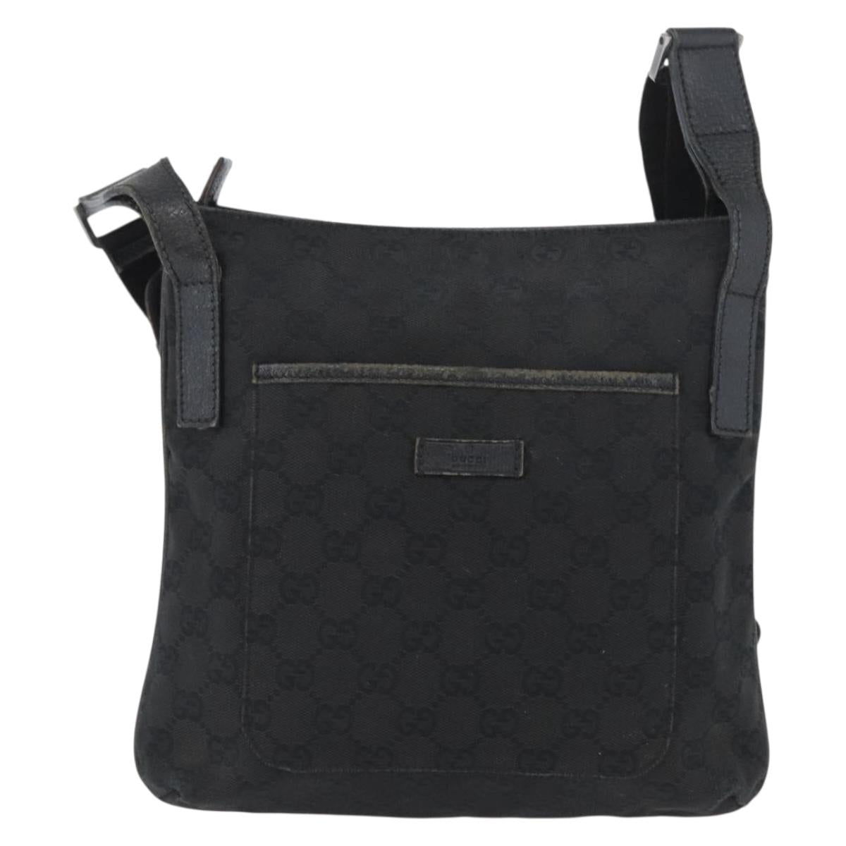 GUCCI GG Canvas Shoulder Bag Black Silver 122793 Auth 172167