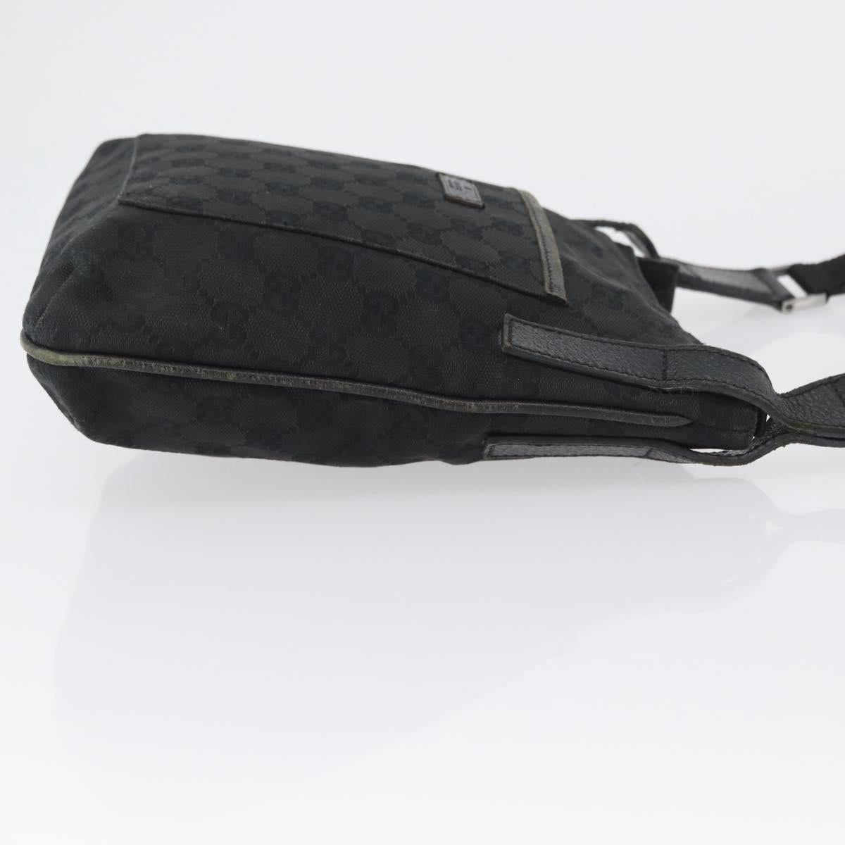 GUCCI GG Canvas Shoulder Bag Black Silver 122793 Auth 172167