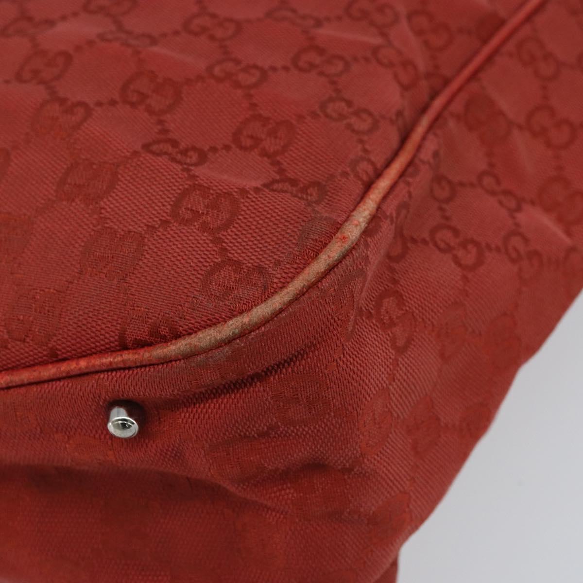 GUCCI GG Canvas Hand Bag Red Silver 113017 Auth 172168