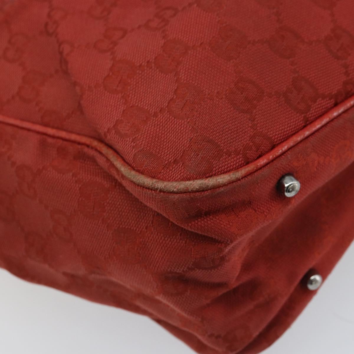 GUCCI GG Canvas Hand Bag Red Silver 113017 Auth 172168